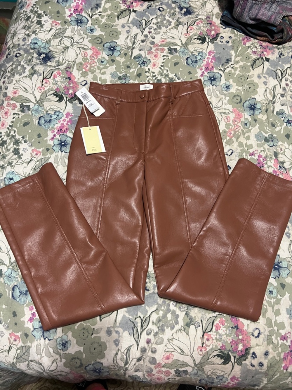 Wilfred Brown faux leather straight legged pants NEW
